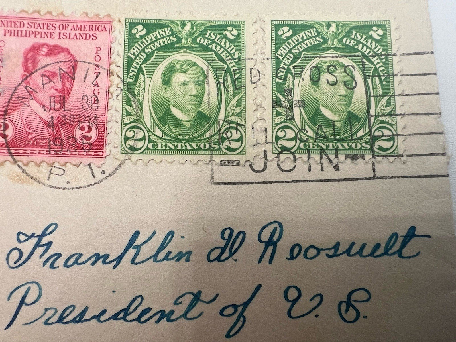 FDR Personal Stamp Collection Cover Philippines H.R. Harmer Authenticated #1326 photo 4