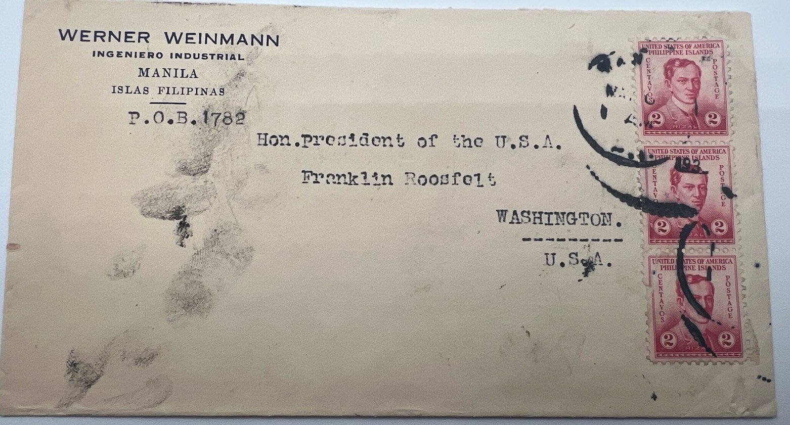 1936 FDR Personal Stamp Collection Werner Weinmann Philippines Harmer # 1328