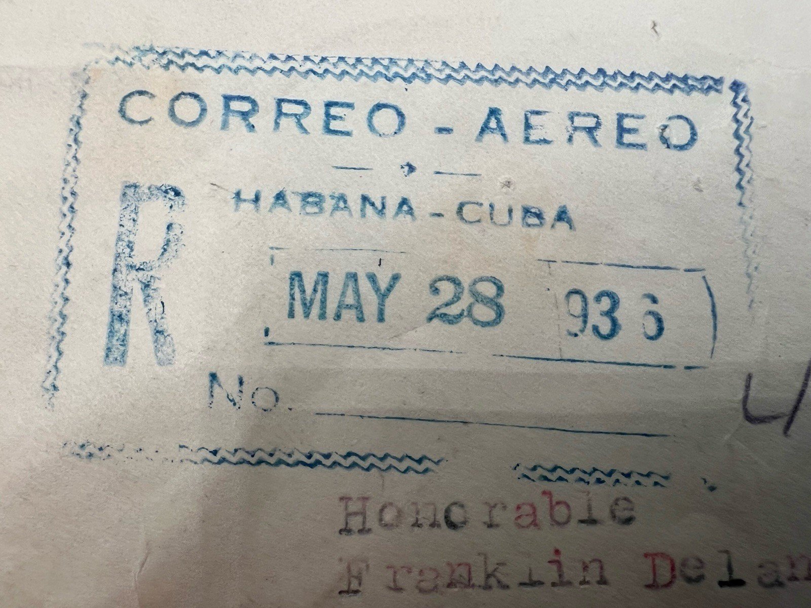 1936 Cuba Registered Airmail Cover to FDR White House H.R. Harmer # 1330 photo 5