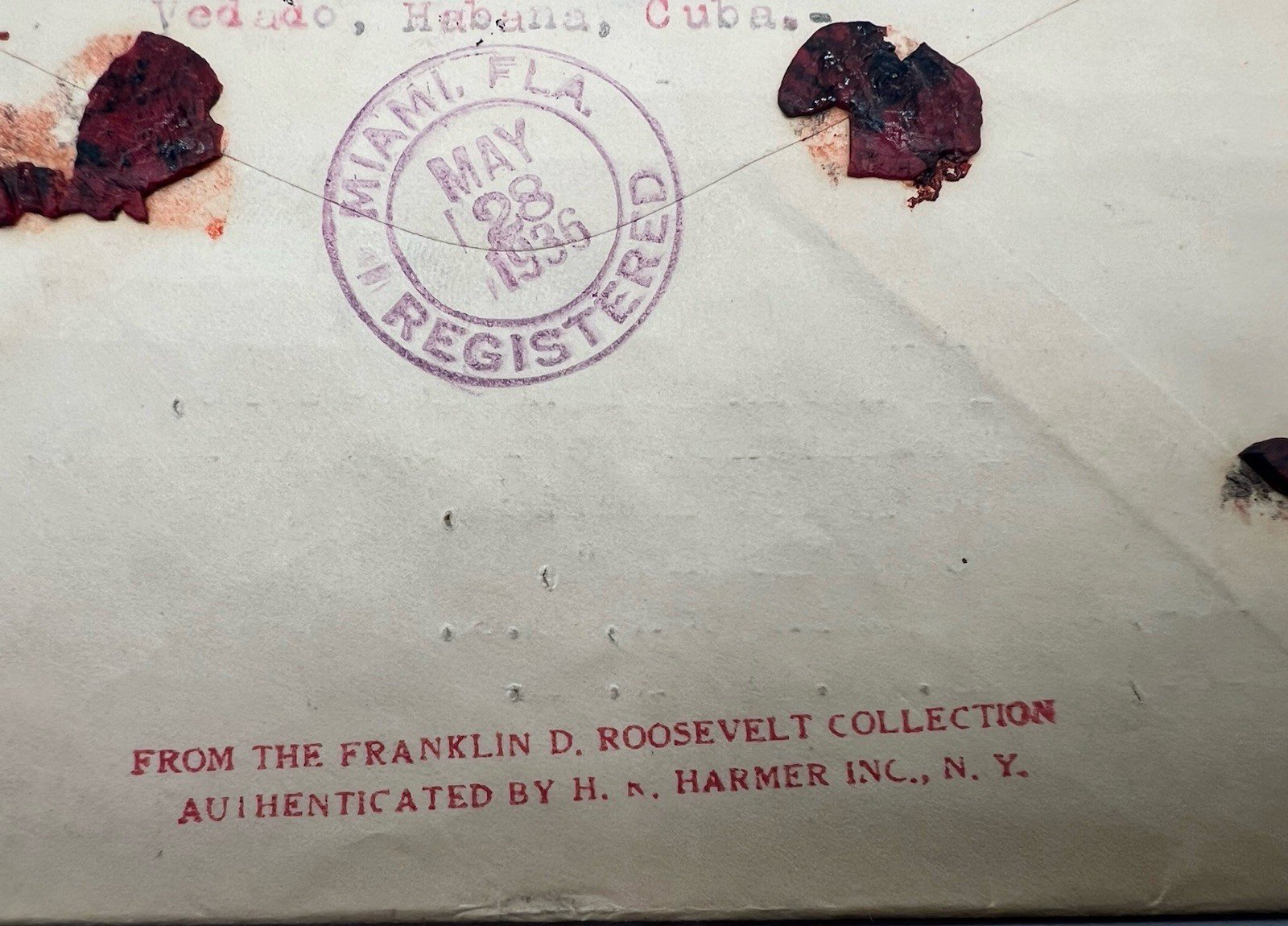 1936 Cuba Registered Airmail Cover to FDR White House H.R. Harmer # 1330 photo 9