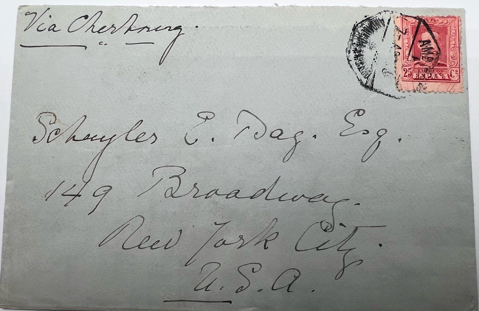 1920s Spain Hotel Ritz Madrid Cover to NYC Singer Building Alfonso XIII # 1331