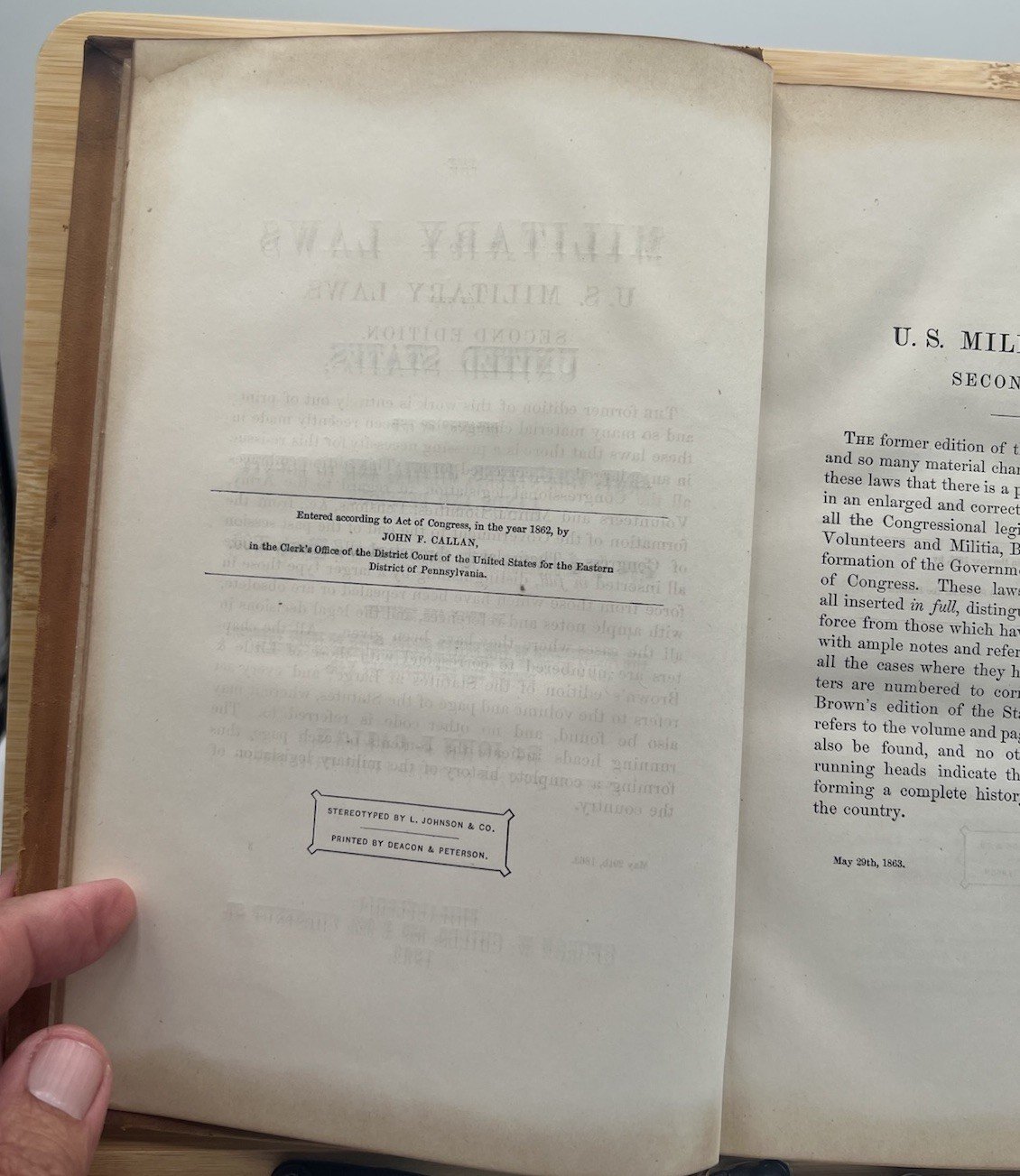1863 U.S. Military Laws Civil War 2nd Ed John F. Callan Leather Bound # 1336