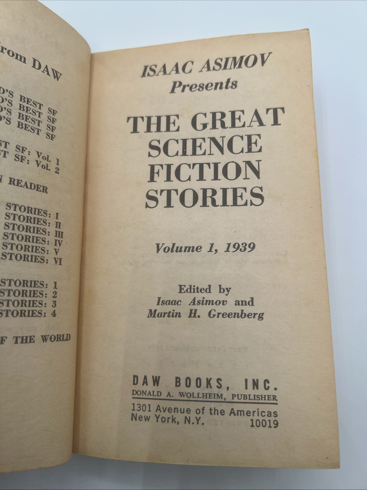 Isaac Asimov Great SF Stories 1 1939 DAW 1979 First Edition 1st Printing # 1337 photo 3