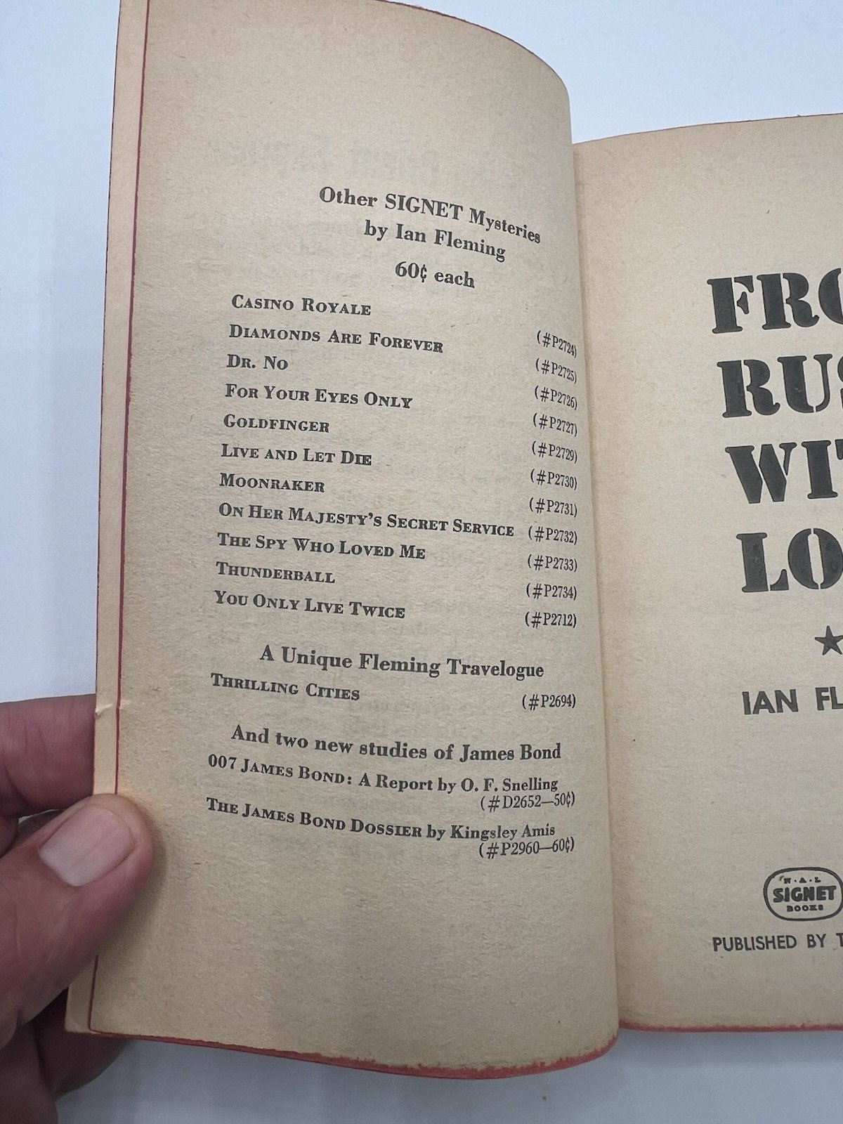 Ian Fleming From Russia With Love James Bond Signet P2728 29th Printing # 1338 photo 3