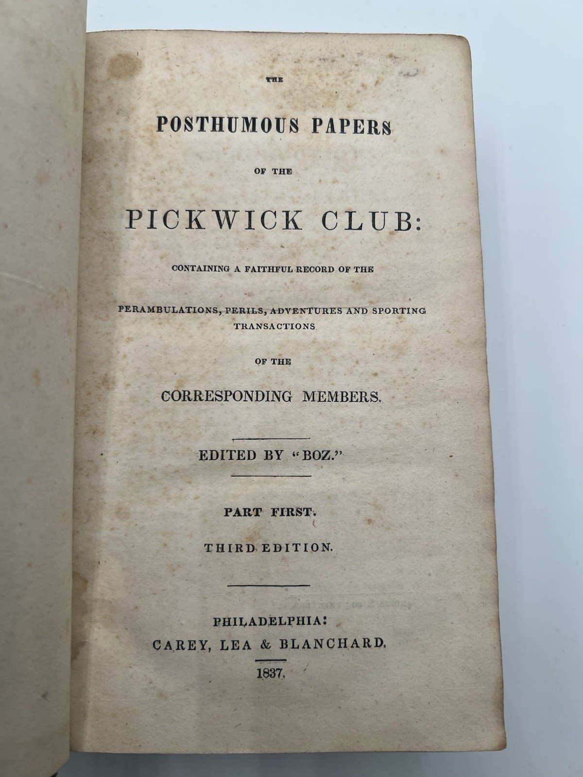 1837 Charles Dickens Pickwick Club Vols 1 & 2 Leather Third Edition # SH104 photo 3