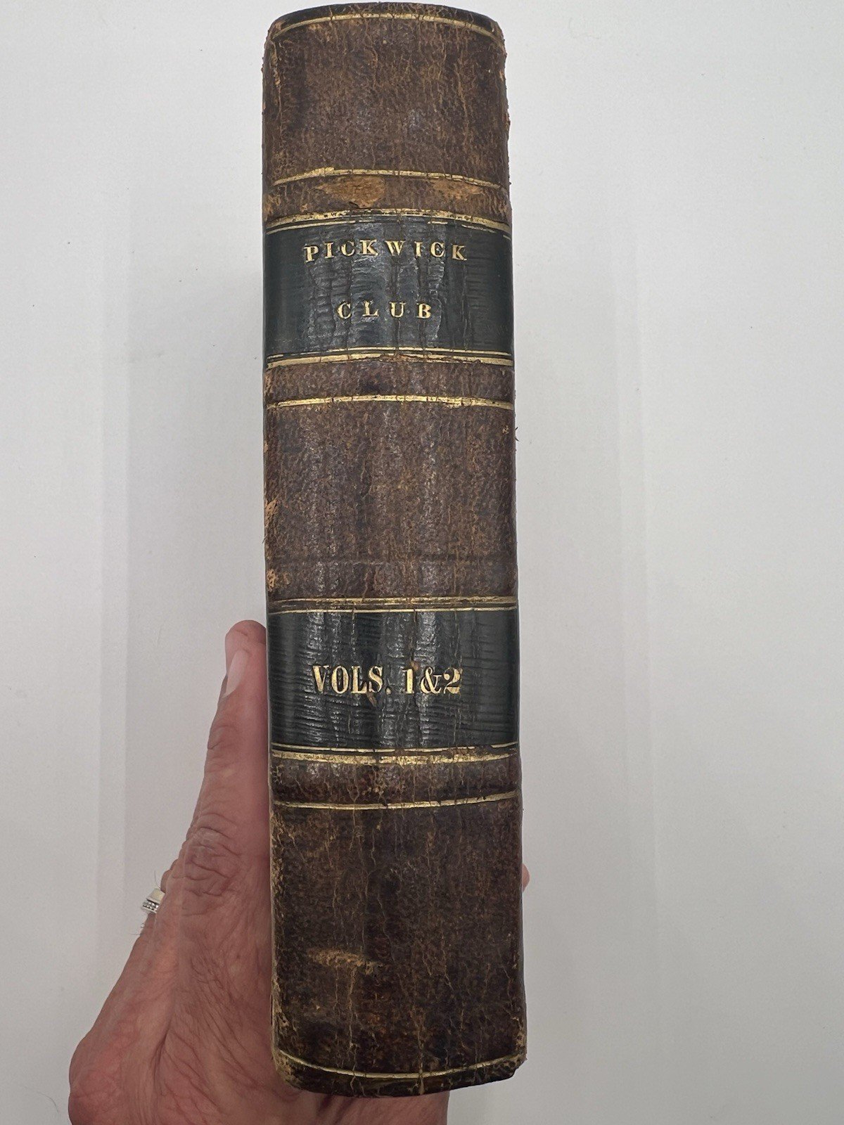 1837 Charles Dickens Pickwick Club Vols 1 & 2 Leather Third Edition # SH104 photo 7