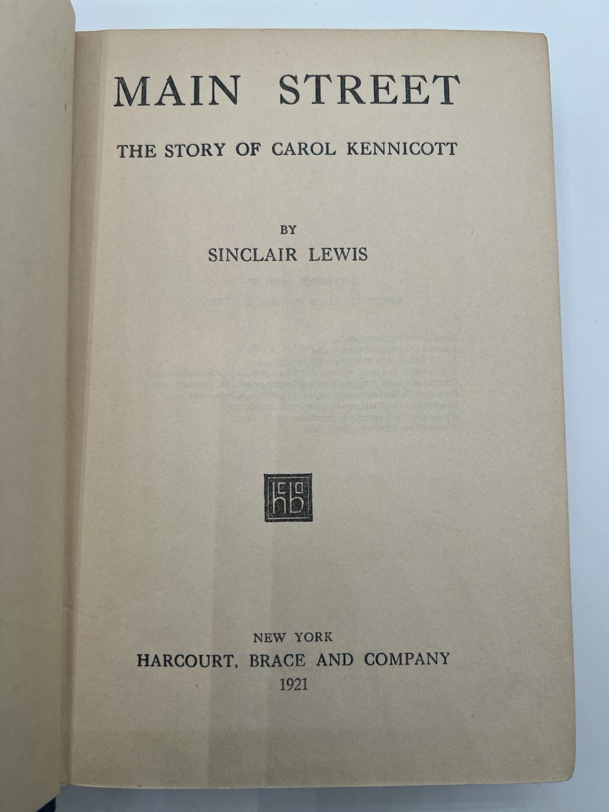 1921 Sinclair Lewis Main Street 21st Printing Harcourt Brace Hardcover # 1346 photo 2