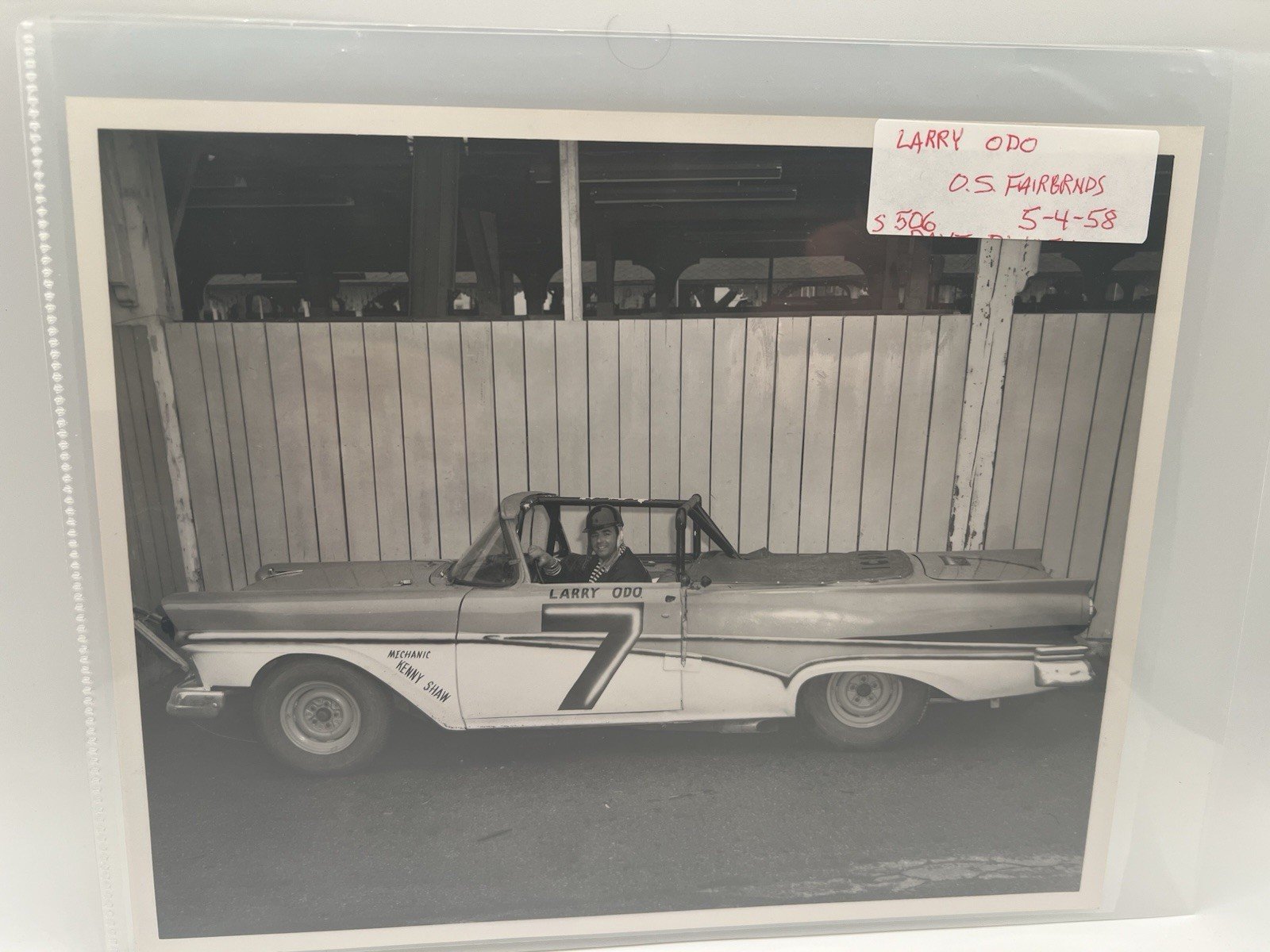 1958 Larry Odo #7 Ohio State Fairgrounds Racing Photo + Negative # 1375
