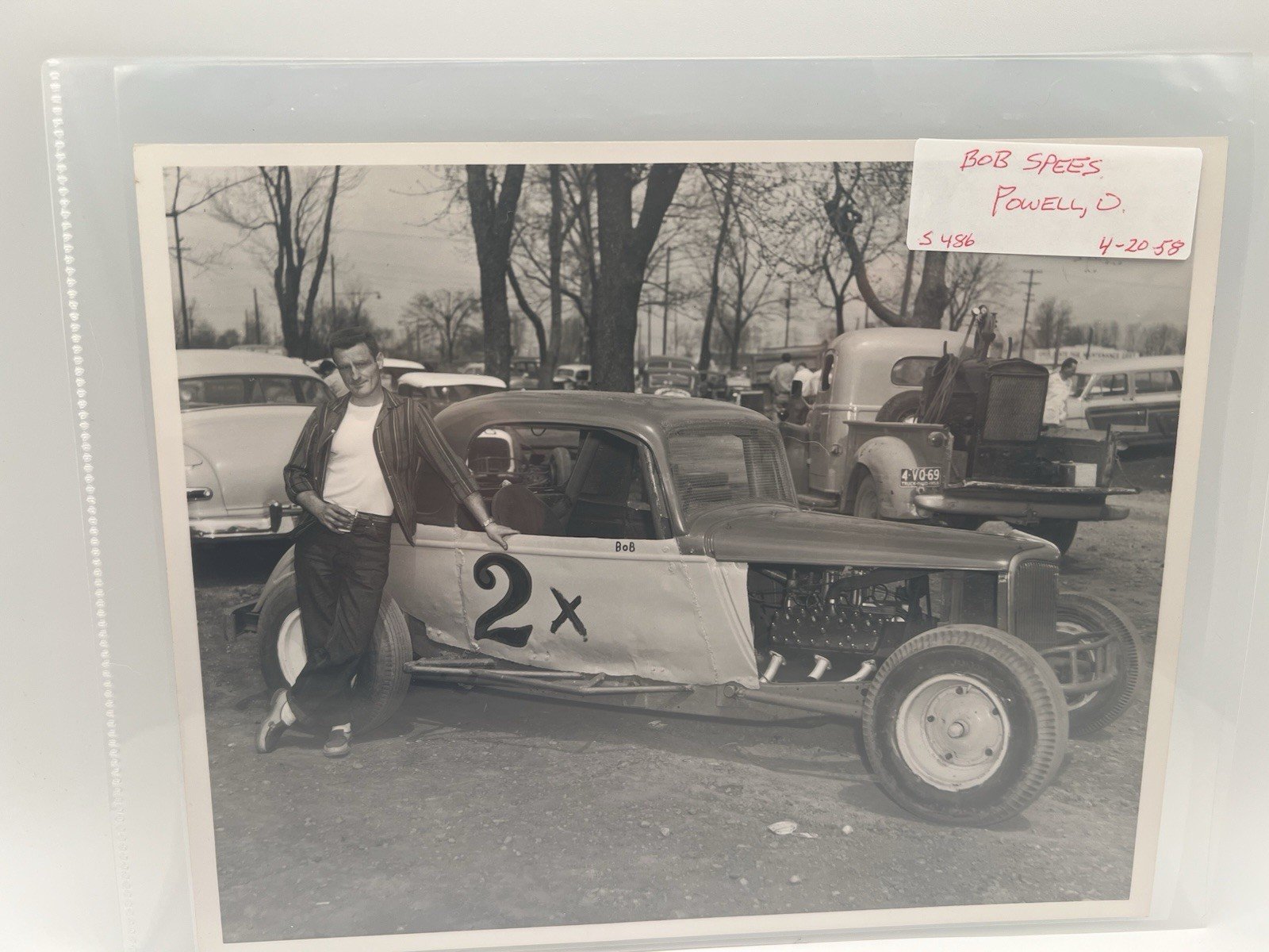 1958 Bob Spees #2X Powell Ohio Racing Photo + Original Negative # 1377