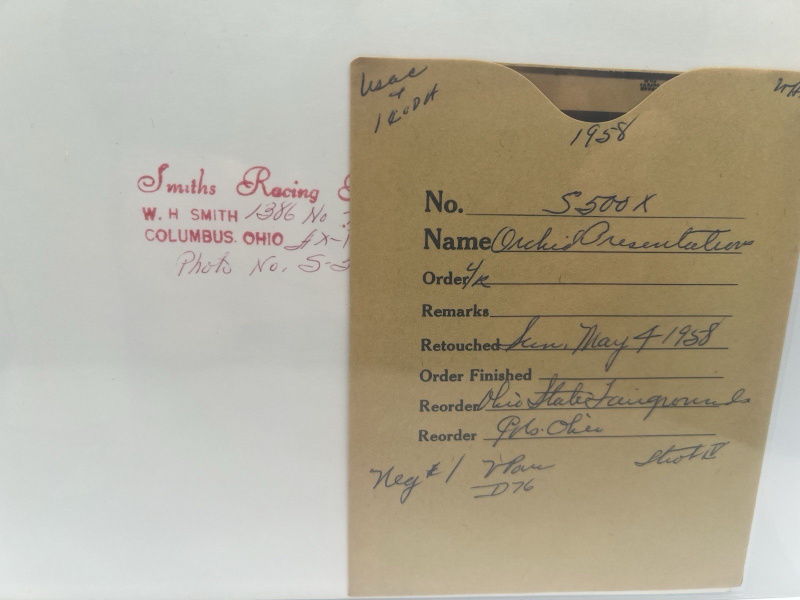 1958 Ohio State Fairgrounds Orchid Presentation Photo + Original Negative #1378 photo 6