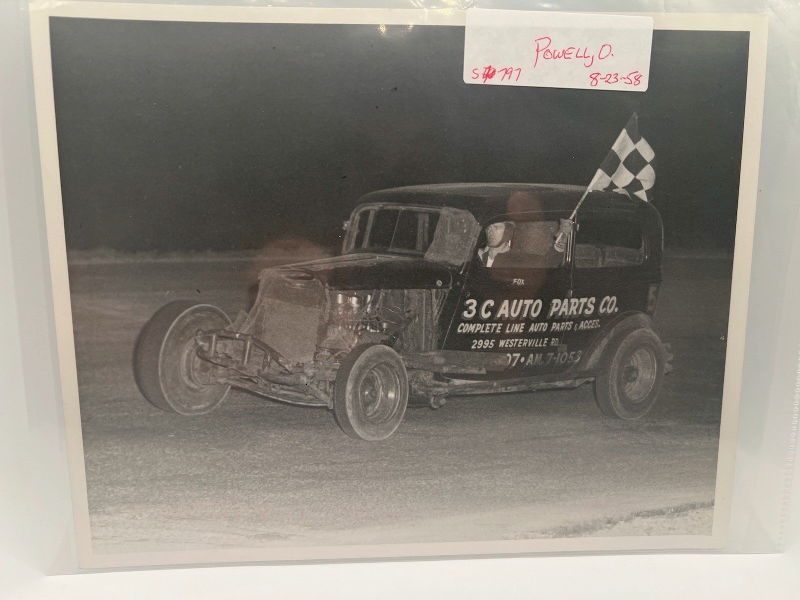 1958 Powell Speedway Clyde Fox Checkered Flag Racing Photo Smiths #1380