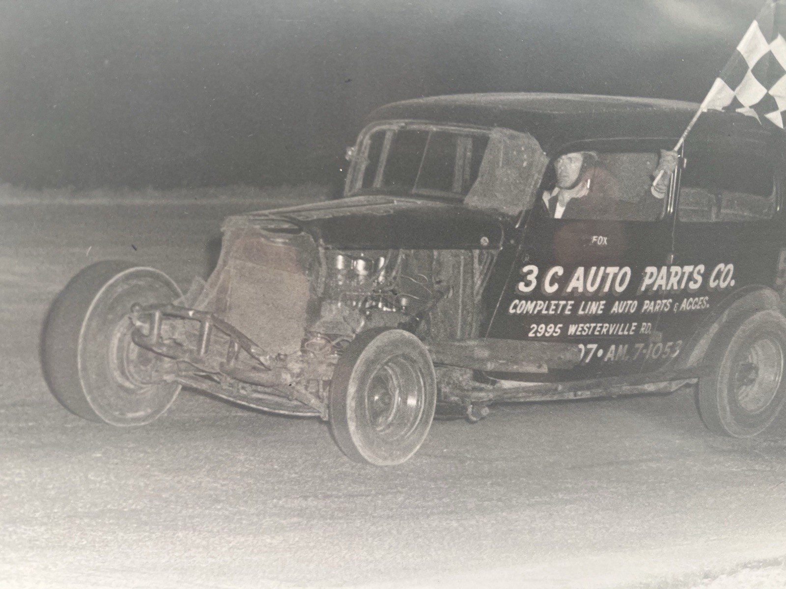 1958 Powell Speedway Clyde Fox Checkered Flag Racing Photo Smiths #1380 photo 2