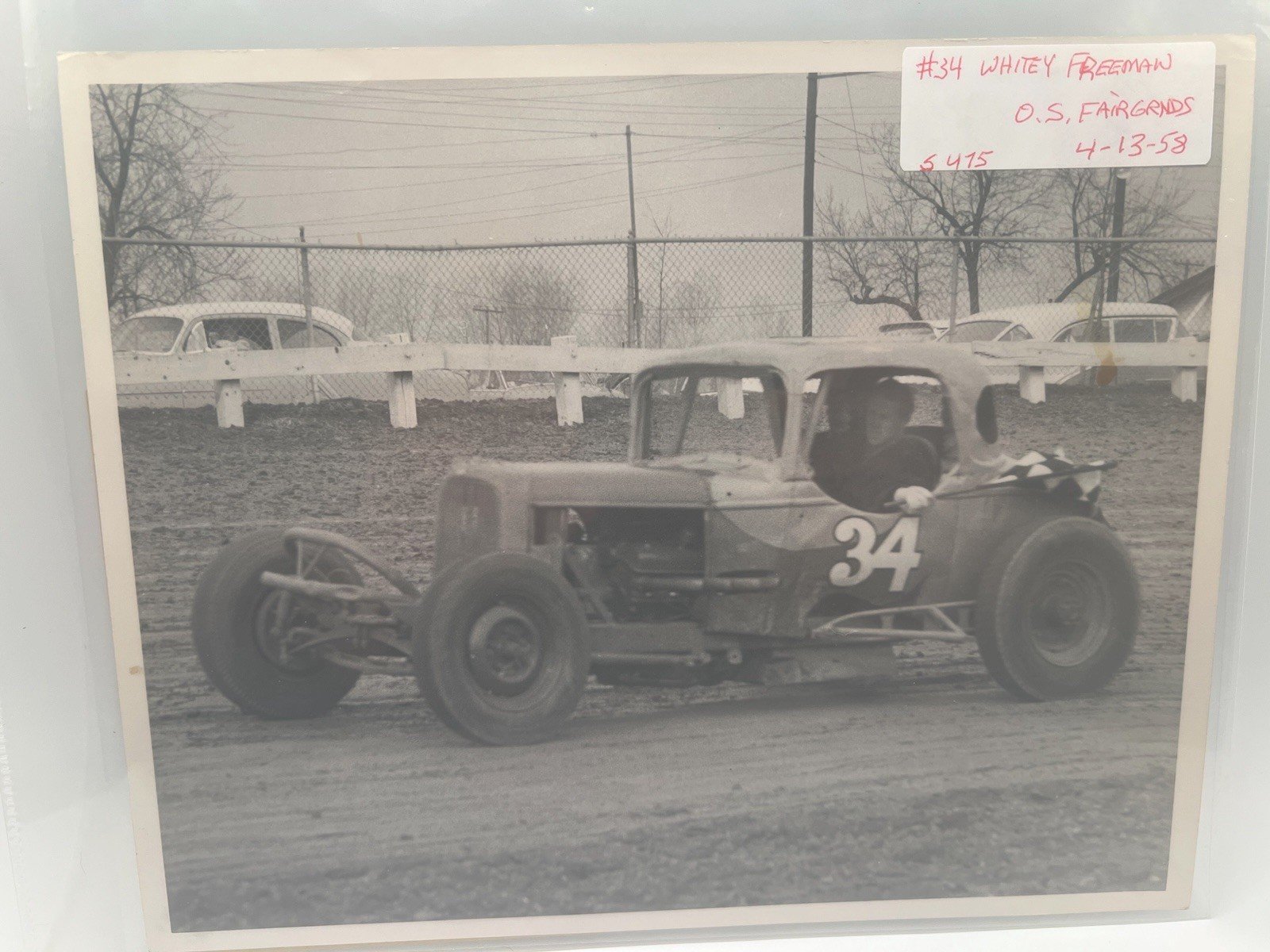 1958 Whitey Freeman #34 Ohio State Fair Checkered Flag Photo + Negative #1382
