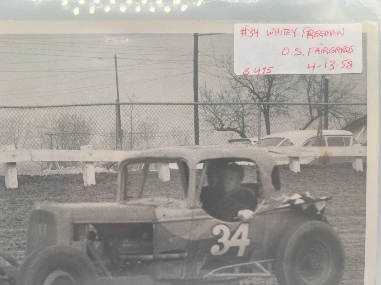 1958 Whitey Freeman #34 Ohio State Fair Checkered Flag Photo + Negative #1382 photo 2