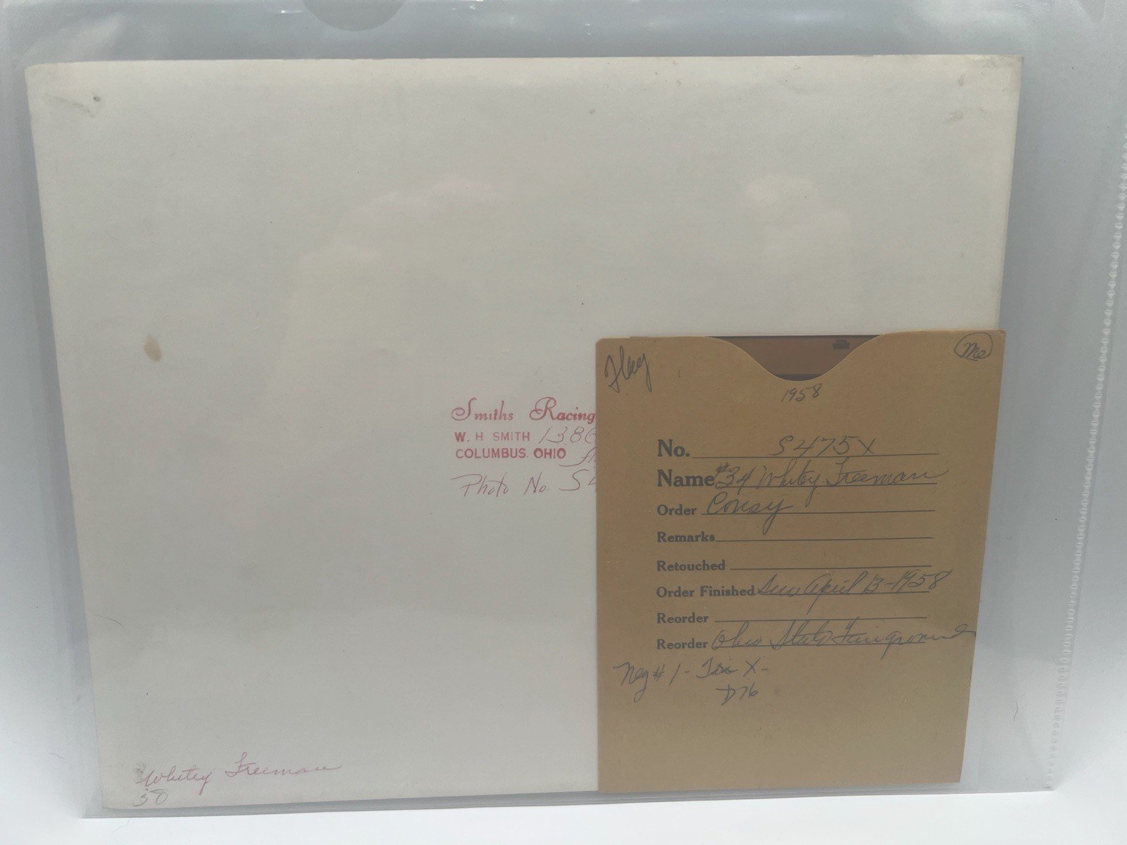 1958 Whitey Freeman #34 Ohio State Fair Checkered Flag Photo + Negative #1382 photo 6