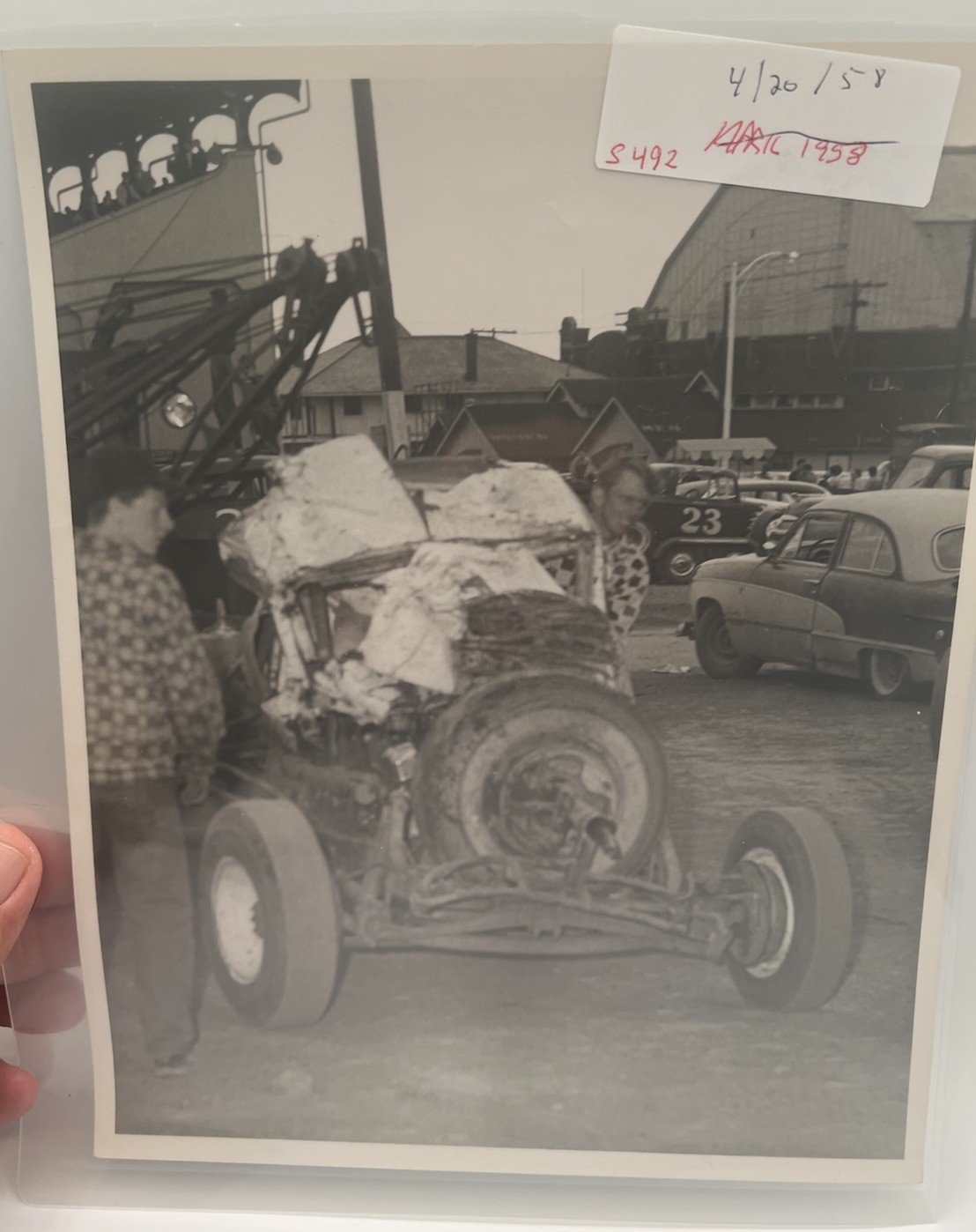 1958 Ohio Race Car Wreck Crash Original Smiths Racing Photo S492X #1384