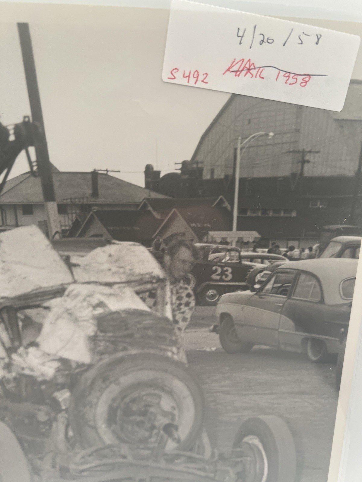 1958 Ohio Race Car Wreck Crash Original Smiths Racing Photo S492X #1384 photo 2