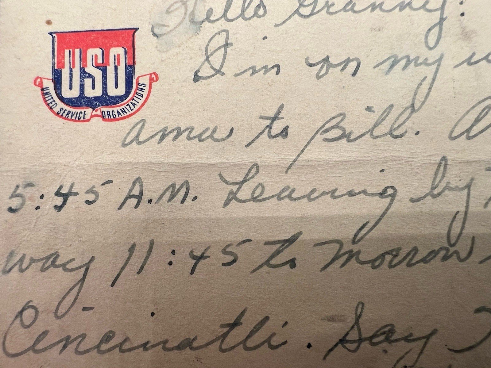 1944 WWII USO YWCA Detroit Postcard 2c John Adams Stamp #1394 photo 7