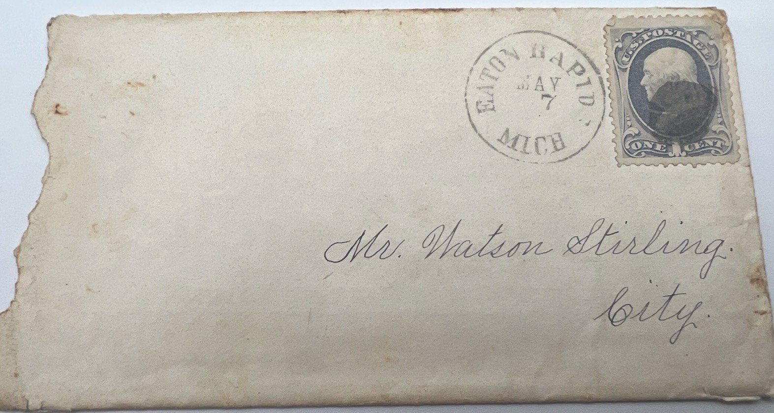 1880s Eaton Rapids Michigan 1c Franklin Local Drop Letter Cover #1396