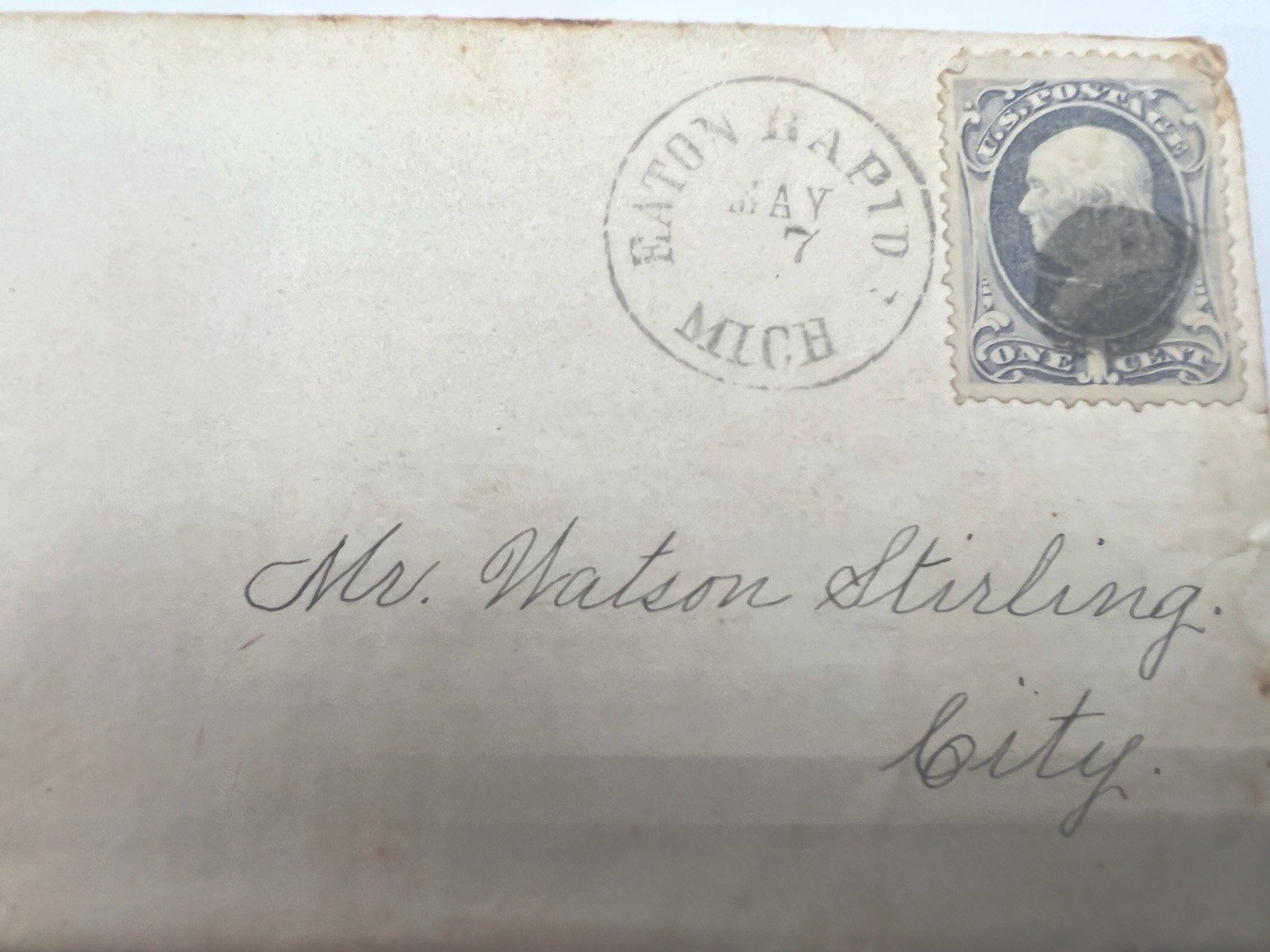 1880s Eaton Rapids Michigan 1c Franklin Local Drop Letter Cover #1396 photo 2