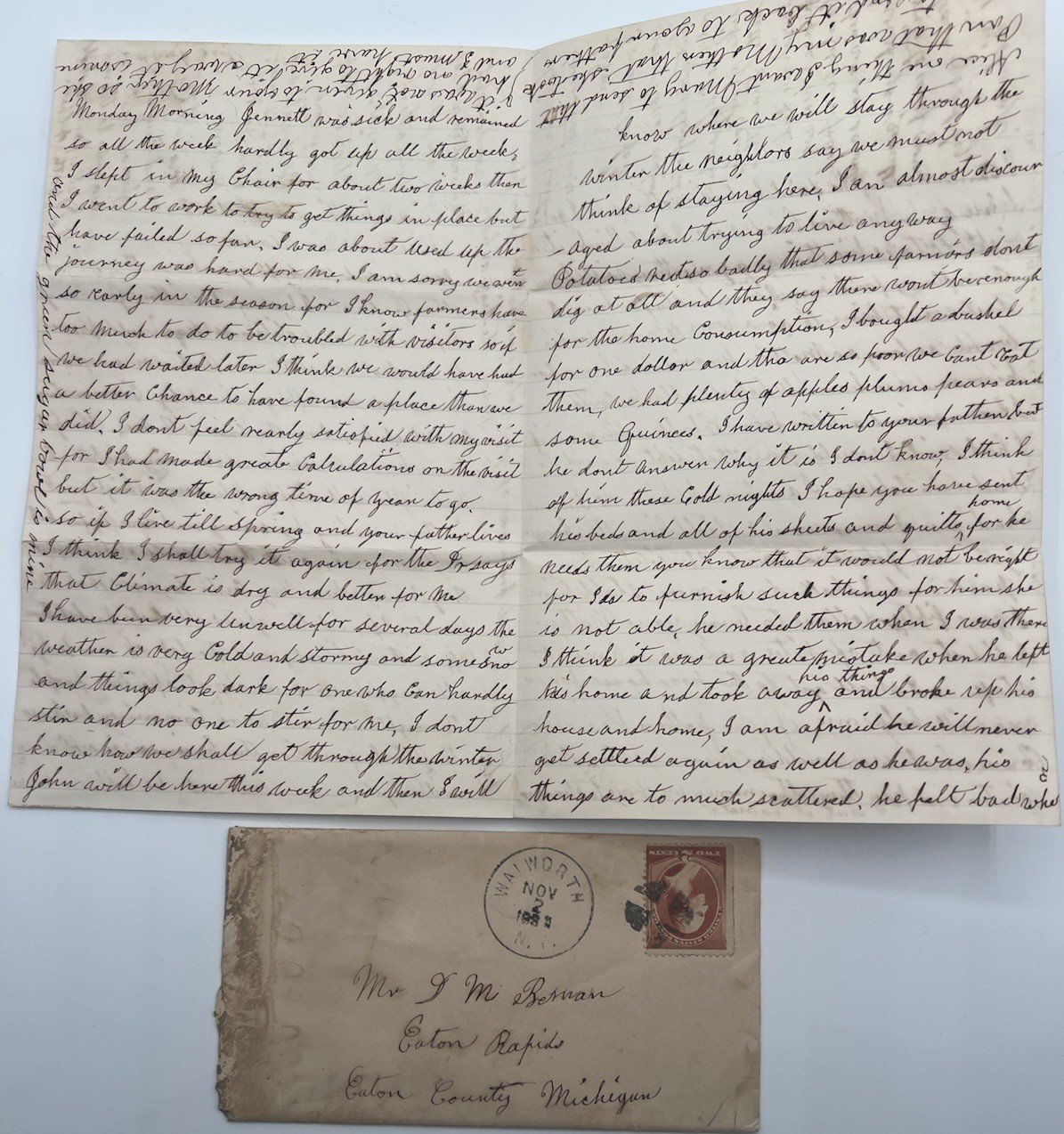 1885 Letter to Civil War Veteran Denois Beman 94th NY Fredericksburg #1399