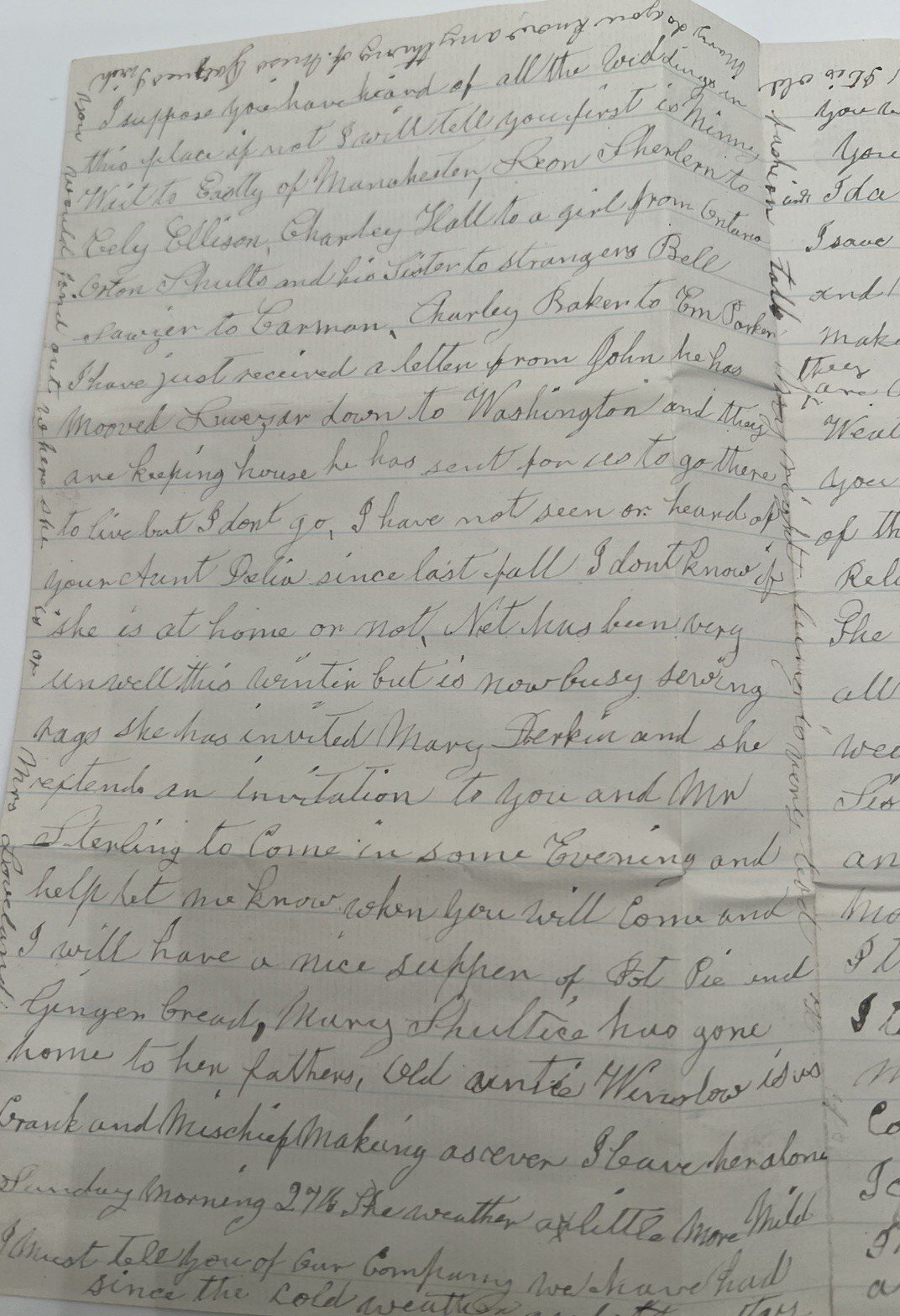 1884 M. Vosburgh Letters & Cover Walworth NY to Mary Stirling Michigan #1400 photo 3