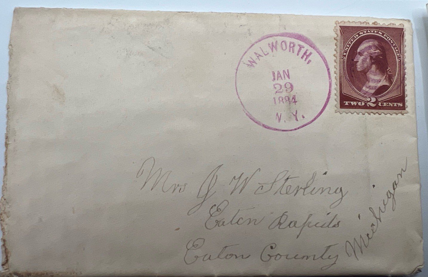 1884 M. Vosburgh Letters & Cover Walworth NY to Mary Stirling Michigan #1400 photo 6