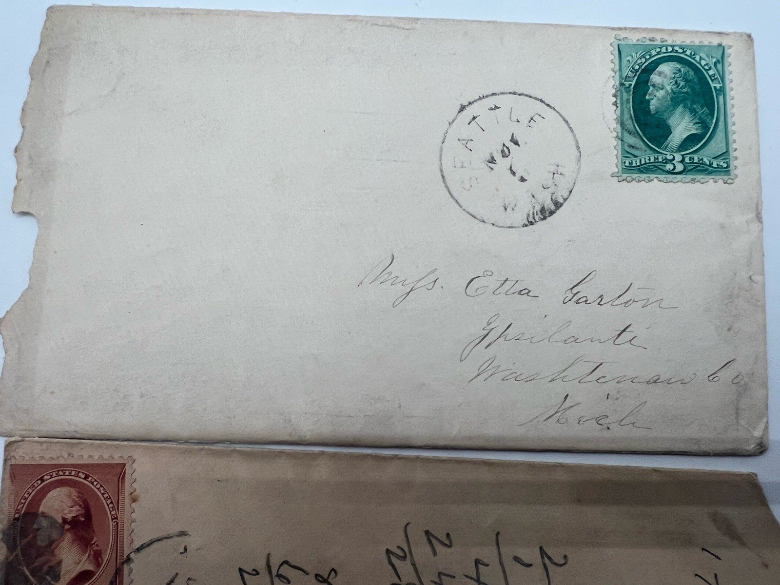 3 Antique Covers Seattle W.T. Stirling Garton Eaton Rapids Michigan #1402 photo 2