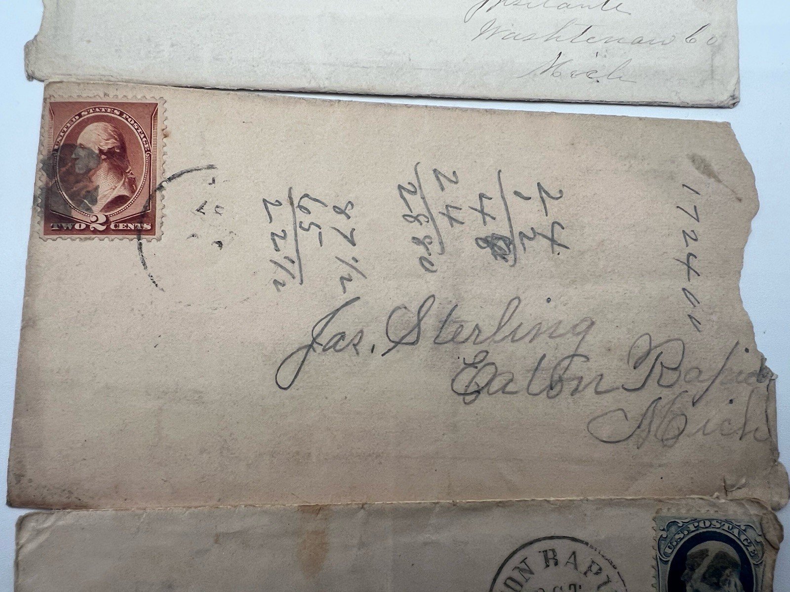 3 Antique Covers Seattle W.T. Stirling Garton Eaton Rapids Michigan #1402 photo 3