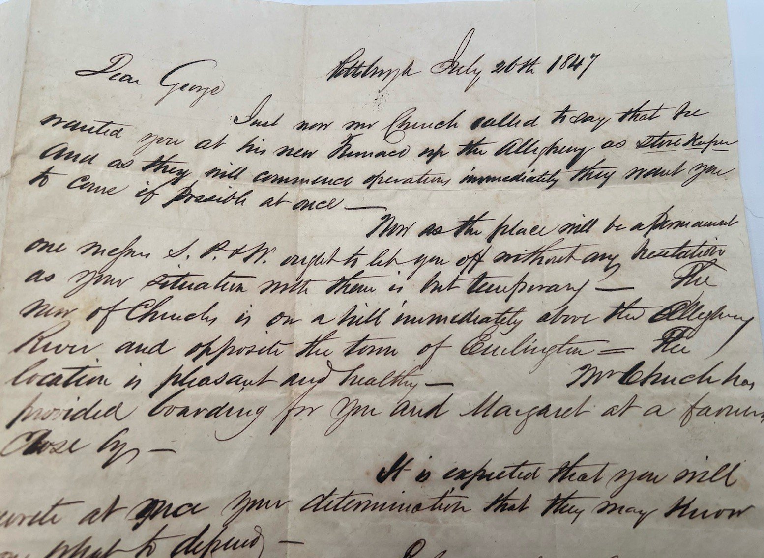 1847 W.H. Williams Letter Allegheny Furnace Stone Keeper Pittsburgh #1403 photo 4
