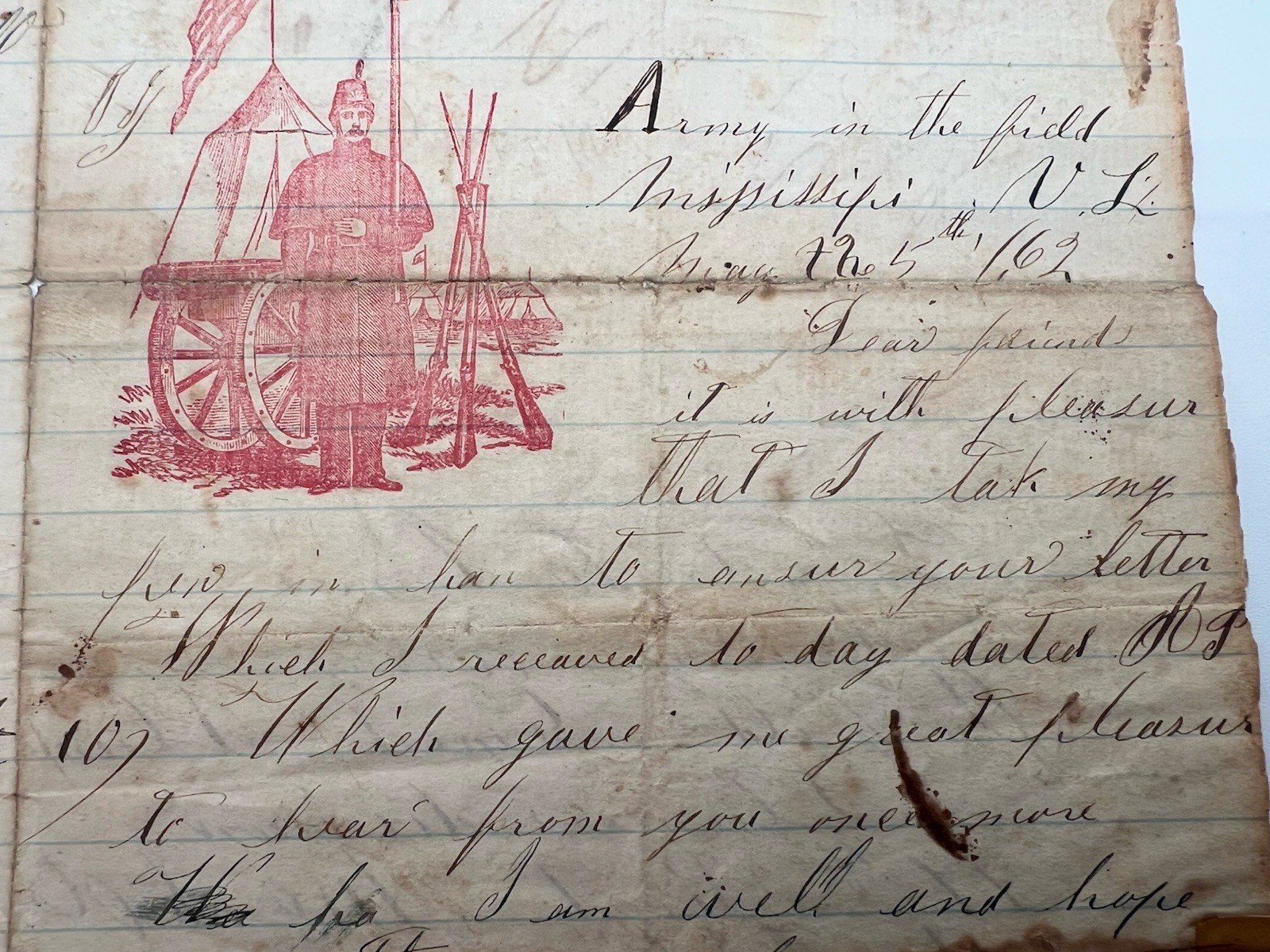 1862 Civil War Siege of Corinth Letter 11th Missouri James Pickering B1404 photo 6
