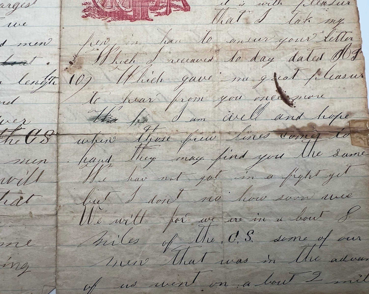 1862 Civil War Siege of Corinth Letter 11th Missouri James Pickering B1404 photo 8