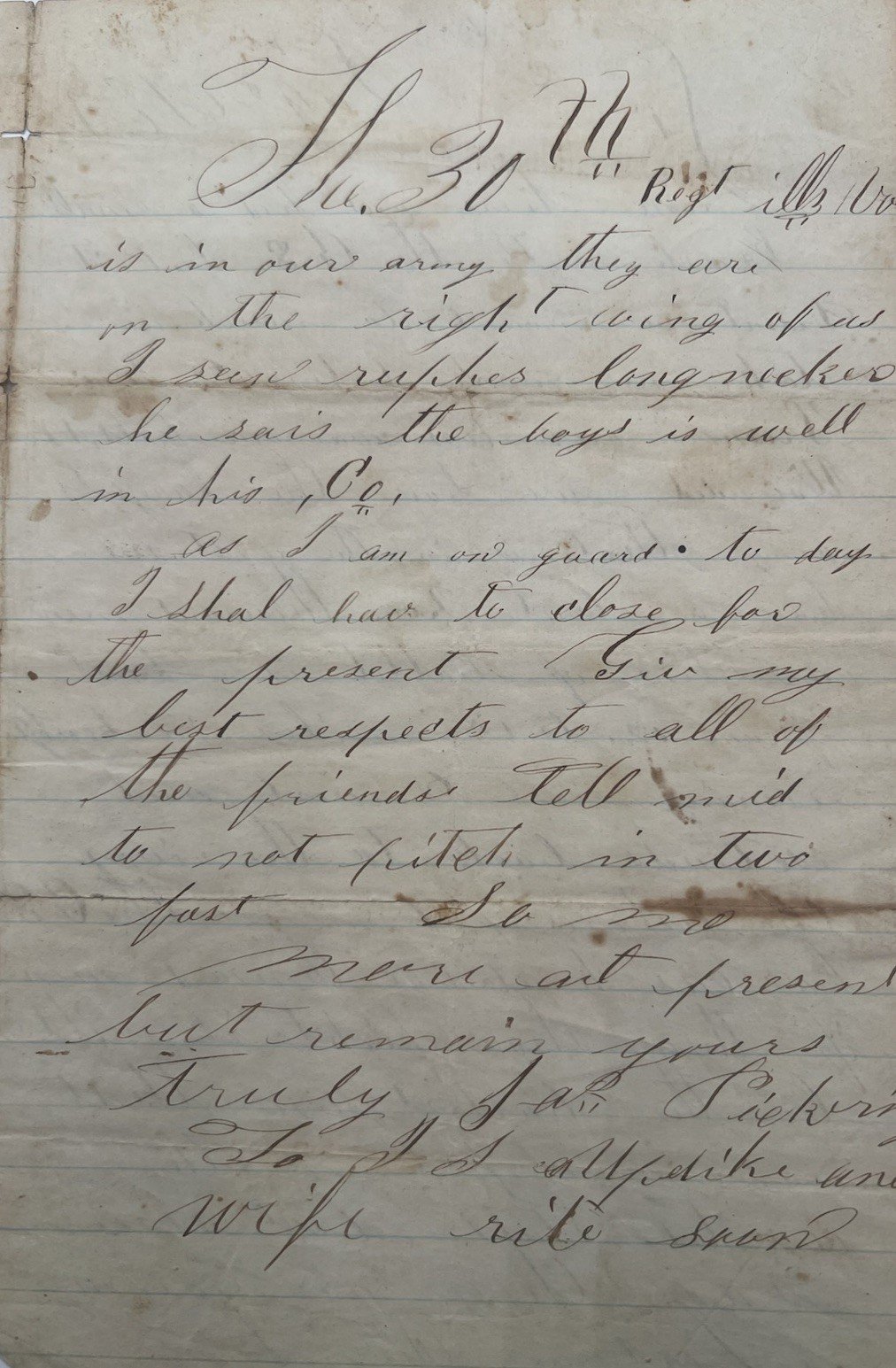 1862 Civil War Siege of Corinth Letter 11th Missouri James Pickering B1404 photo 9