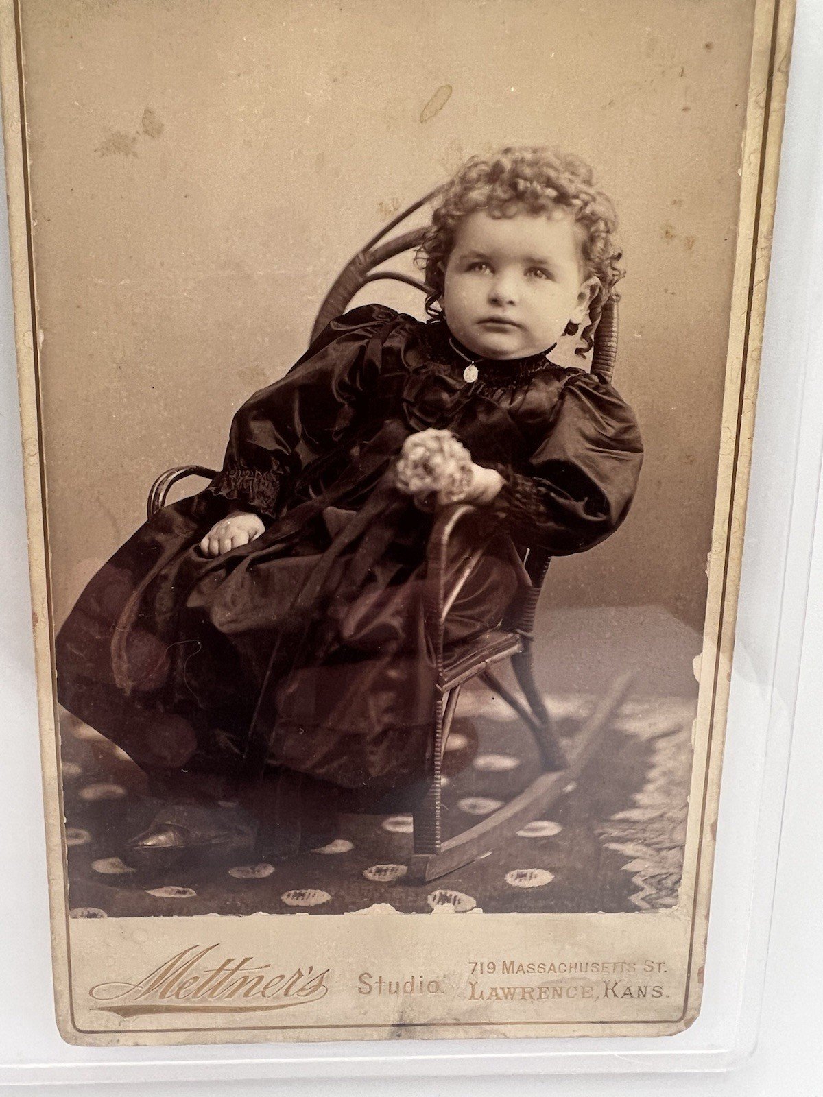 Antique 1890s F.F. Mettner Lawrence KS Child Cabinet Card Photograph #1408 photo 2