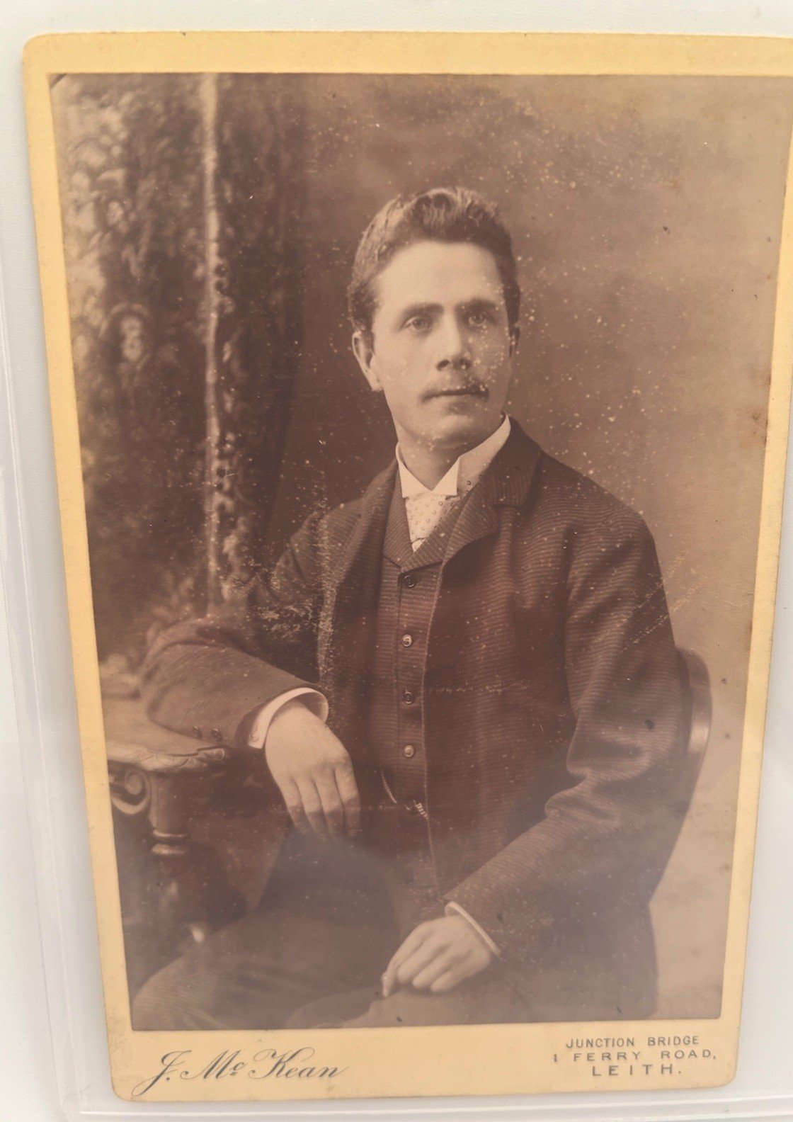 Antique 1890s J. McKean Leith Scotland Gentleman Cabinet Card Photo #1409