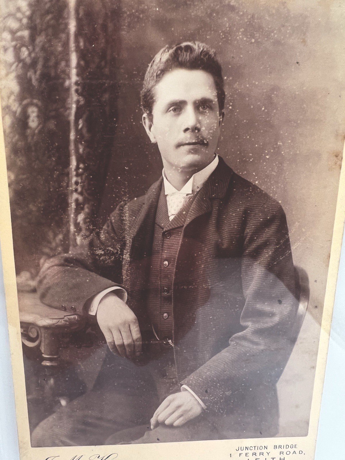 Antique 1890s J. McKean Leith Scotland Gentleman Cabinet Card Photo #1409 photo 2
