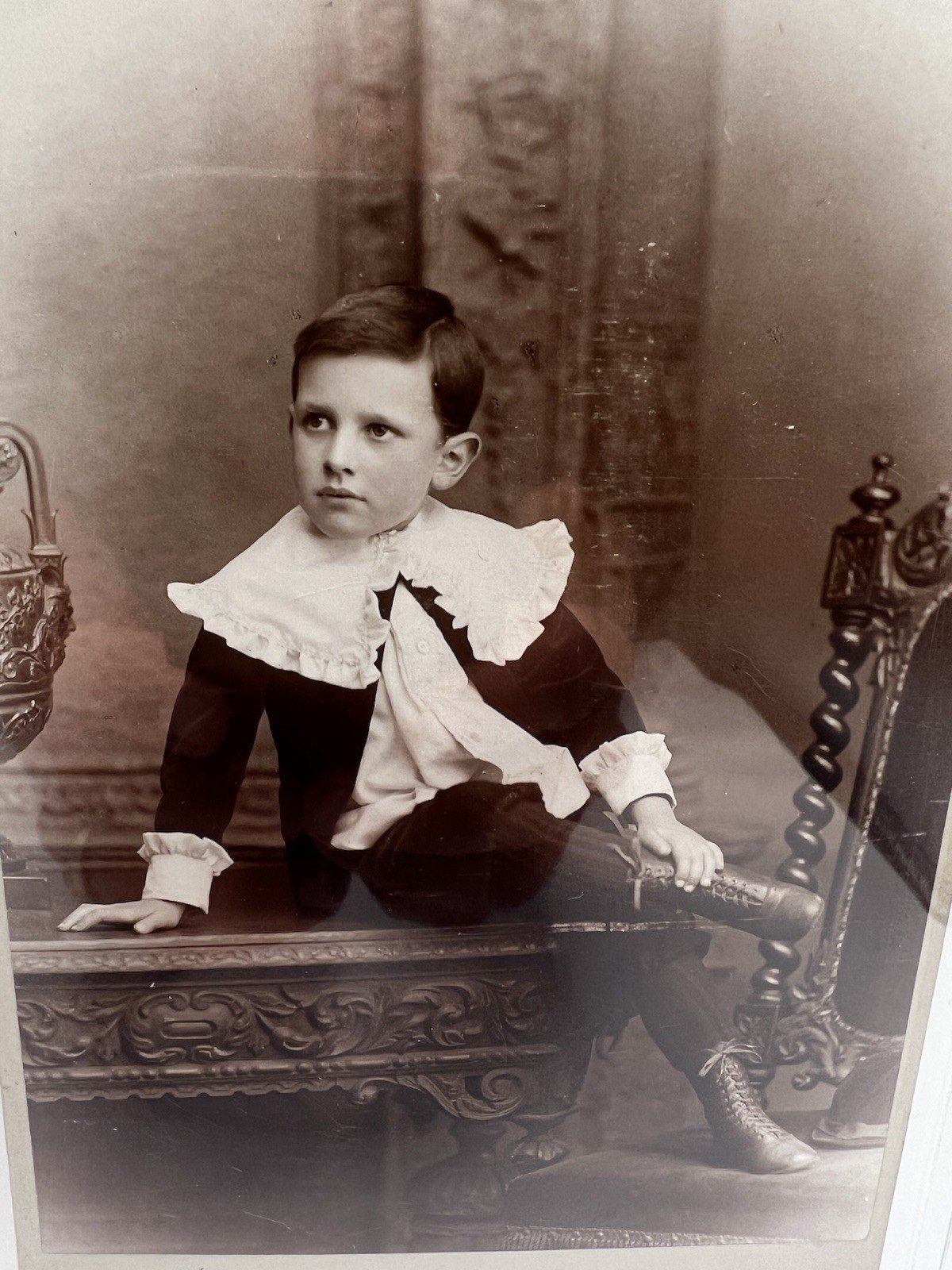 1897 Victorian Boy Vandyke Liverpool Cabinet Card Fauntleroy Portrait #1411 photo 4