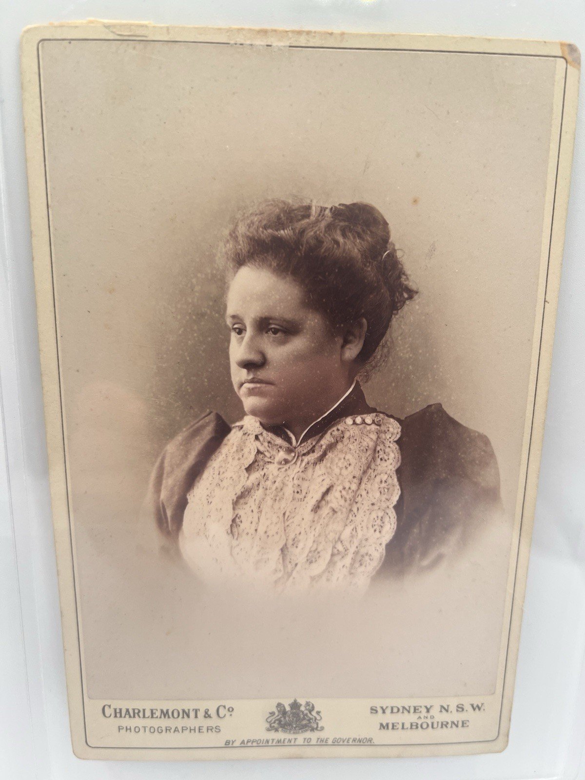 1890s Australian Cabinet Card Charlemont & Co Vice-Regal Photographers #1413