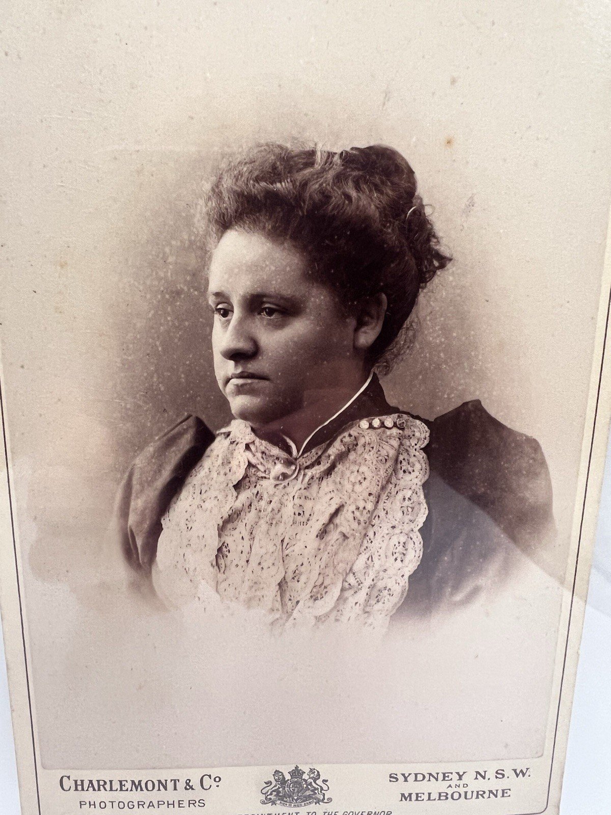 1890s Australian Cabinet Card Charlemont & Co Vice-Regal Photographers #1413 photo 2