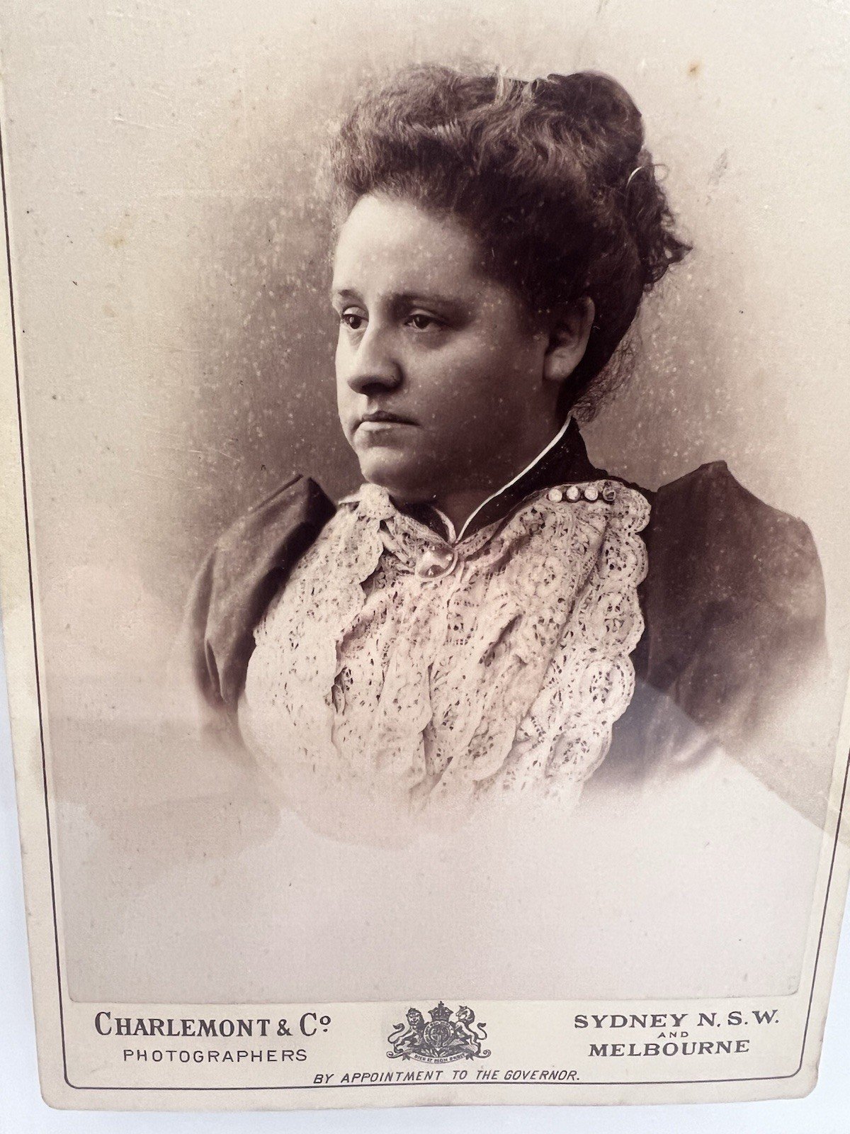 1890s Australian Cabinet Card Charlemont & Co Vice-Regal Photographers #1413 photo 3