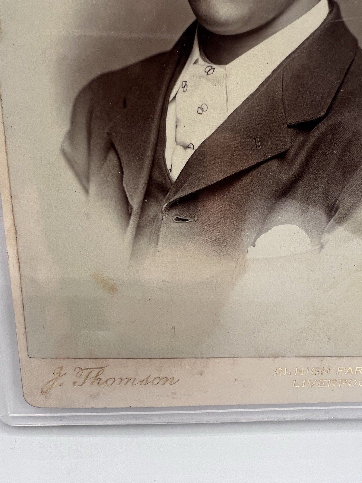 Victorian Liverpool Cabinet Card Gentleman J. Thomson 21 High Park St #1414 photo 3