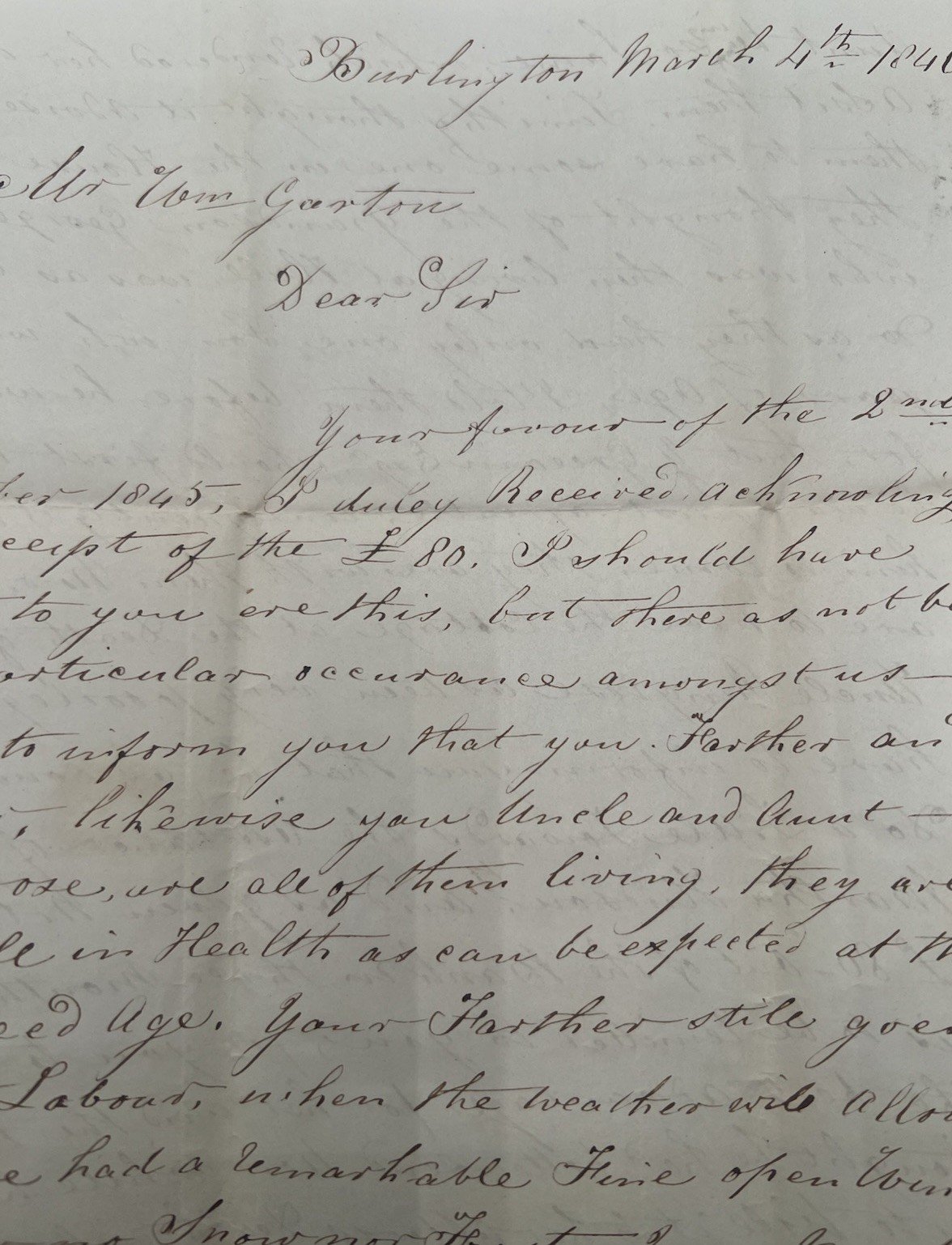 1846 Transatlantic Folded Letter Bridlington England to Vernon NY 1/- 7c #1415 photo 4