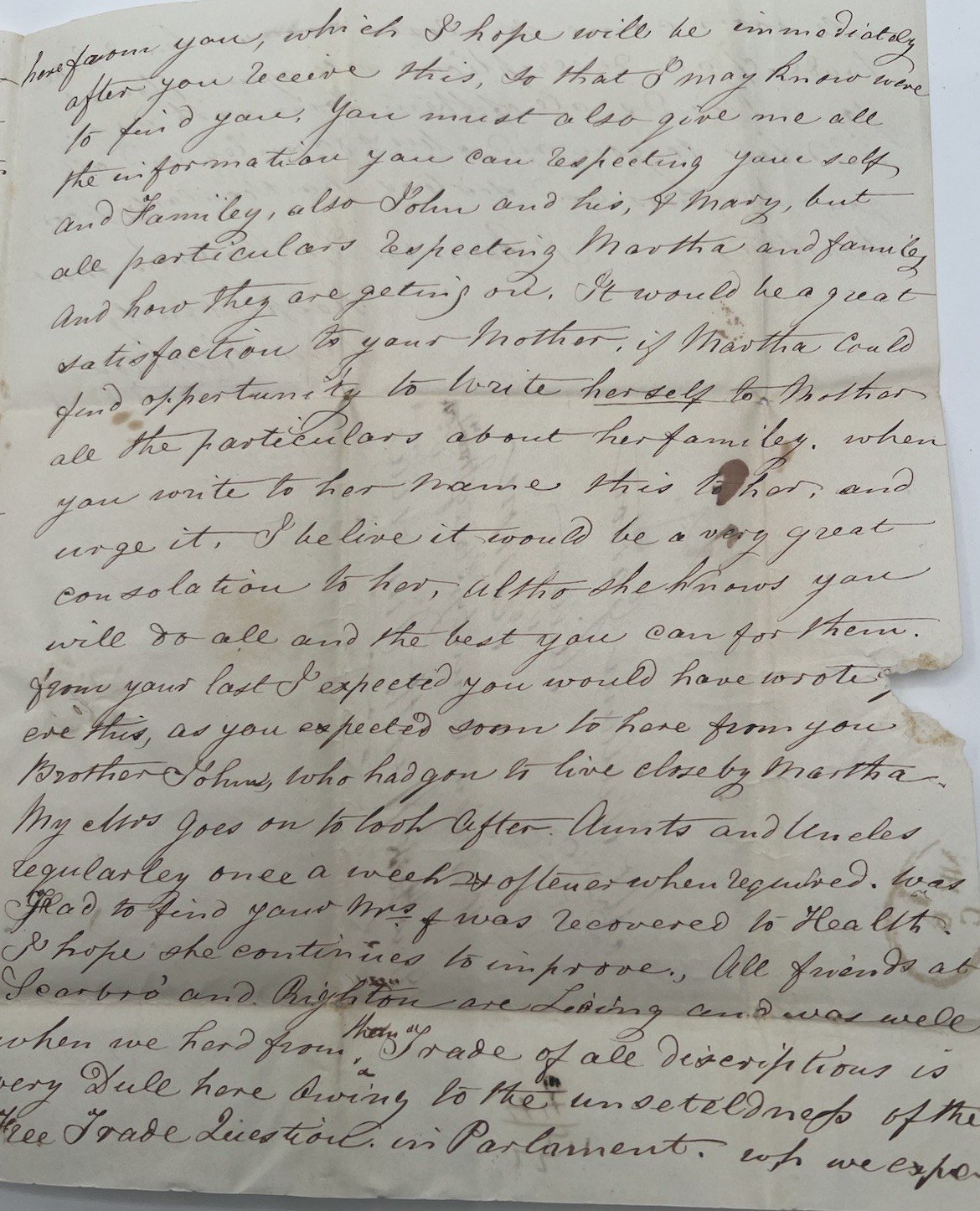 1846 Transatlantic Folded Letter Bridlington England to Vernon NY 1/- 7c #1415 photo 6