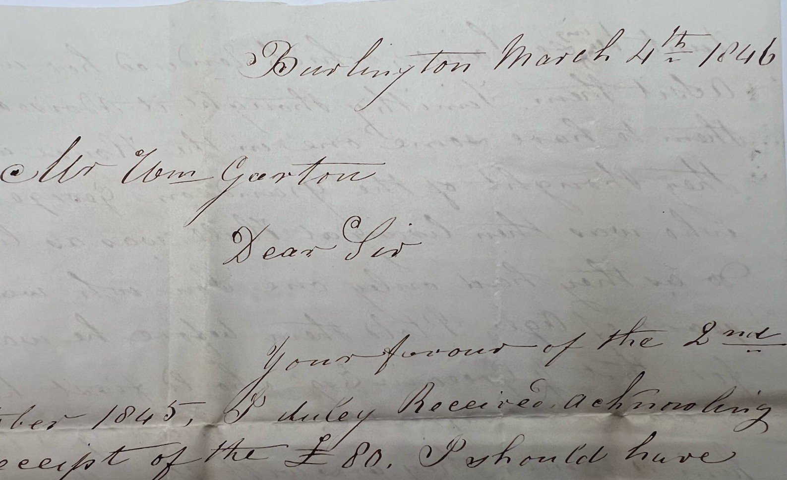 1846 Transatlantic Folded Letter Bridlington England to Vernon NY 1/- 7c #1415 photo 9