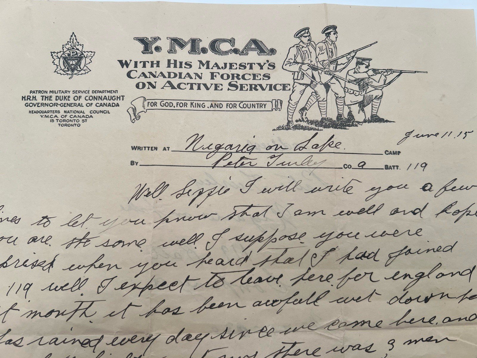 WWI 1916 119th Battalion Peter Turley Niagara Camp Storm Letter Canada #1416 photo 5