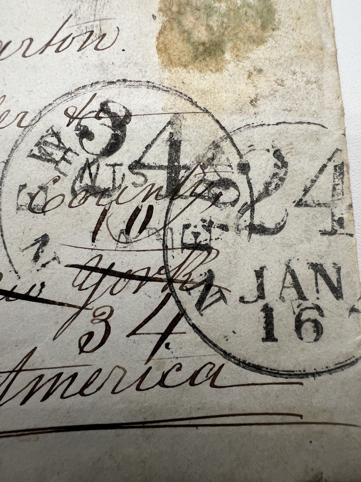 1850 Beverley England to Michigan Death Letter Wax Seal Postal History #1421 photo 7