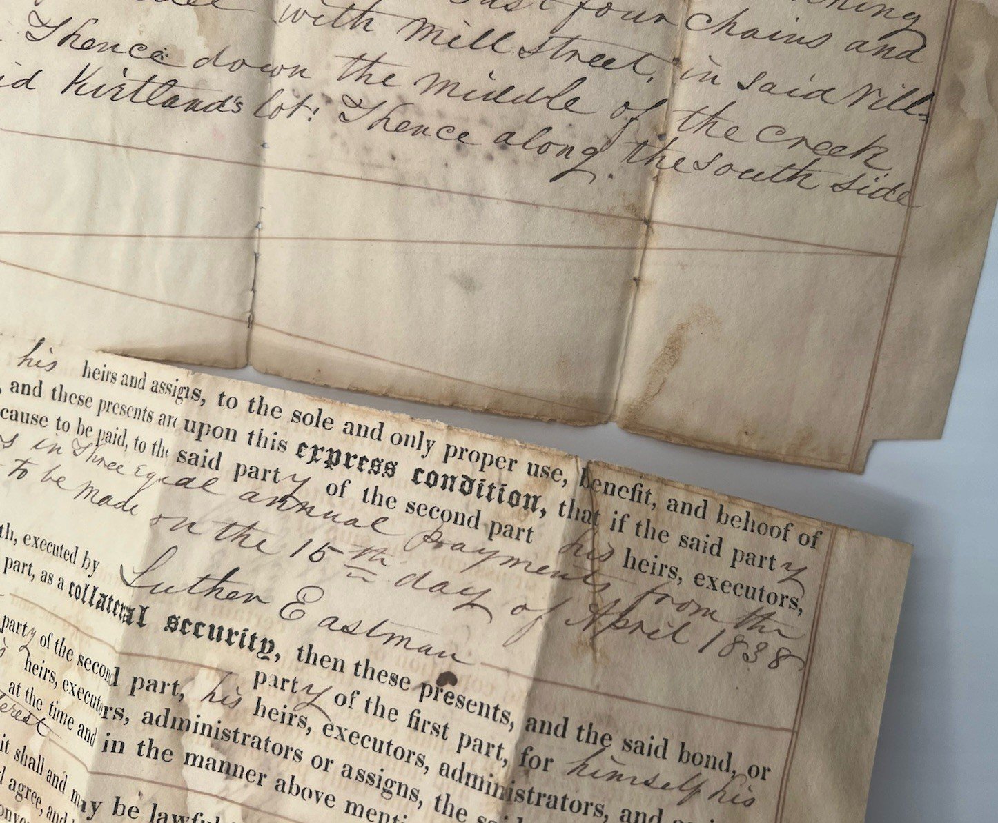 1837 Oneida County NY Mortgage Luther Eastman George Stoddard Paper Seal #1418 photo 5
