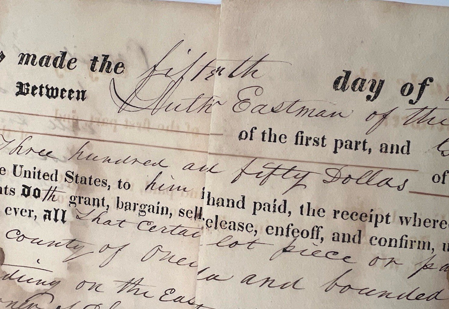 1837 Oneida County NY Mortgage Luther Eastman George Stoddard Paper Seal #1418 photo 9