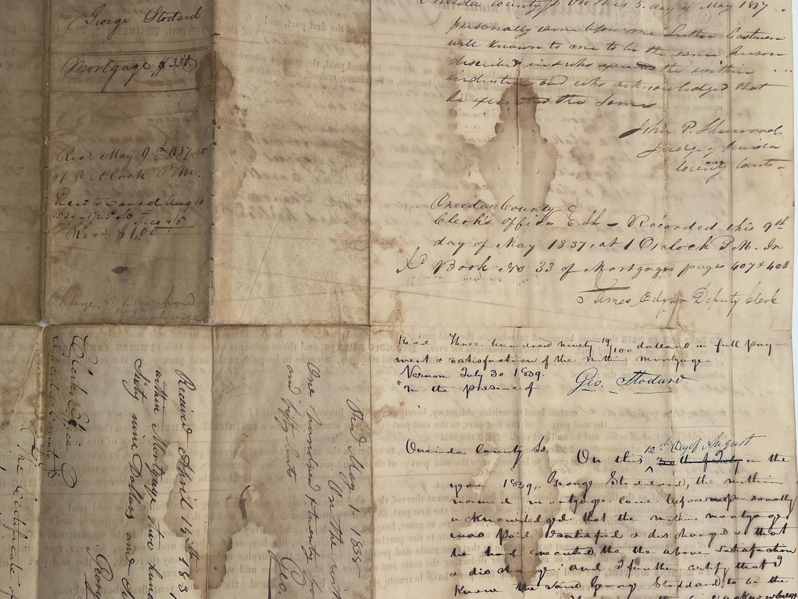 1837 Oneida County NY Mortgage Luther Eastman George Stoddard Paper Seal #1418 photo 11
