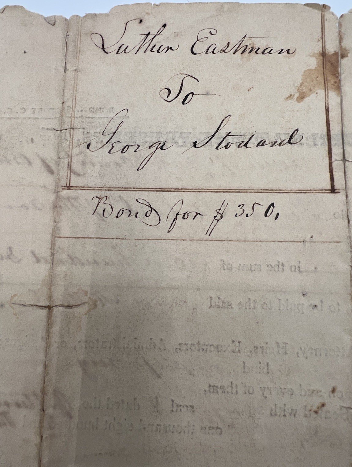 1837 Oneida County NY $350 Debt Bond Luther Eastman George Stodard #1420 photo 8